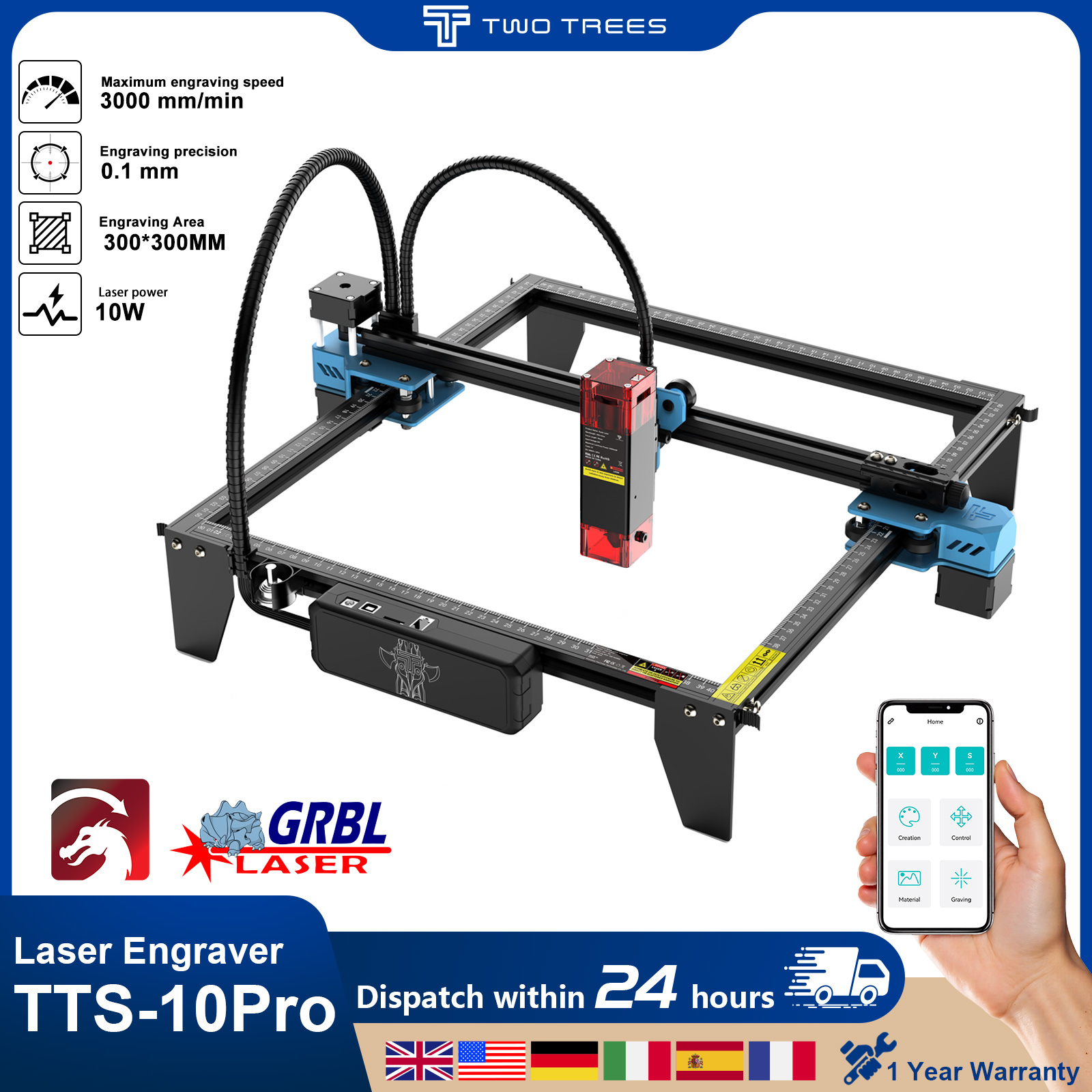 Twotrees TTS-10Pro Laser Engra - Industrial Laser Printing Machine ulasan dan harga