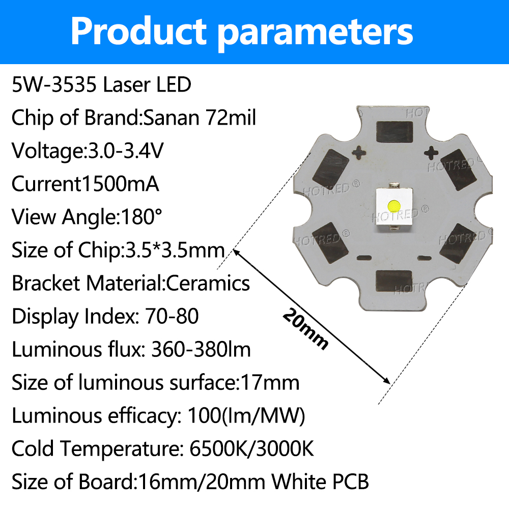 LED 5W 3535 Flat White Laser B - Industrial Laser Diode ulasan dan harga